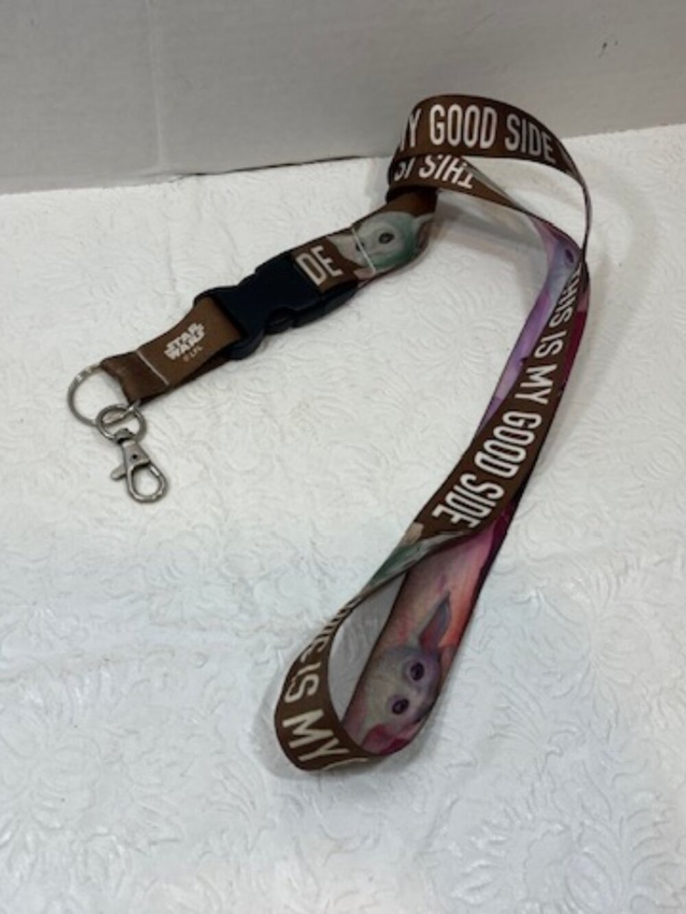 Baby Yoda "This Is My Good Side" Star Wars Lanyard Detachable Clasp 22"